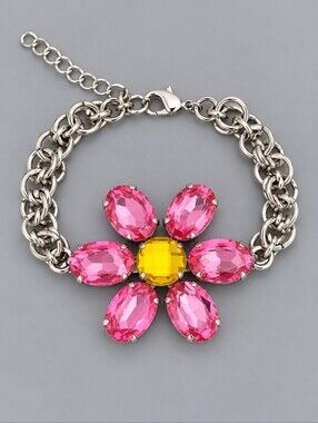 3/$30 VTG Pink Acrylic Daisy Multi-chain Bracelet